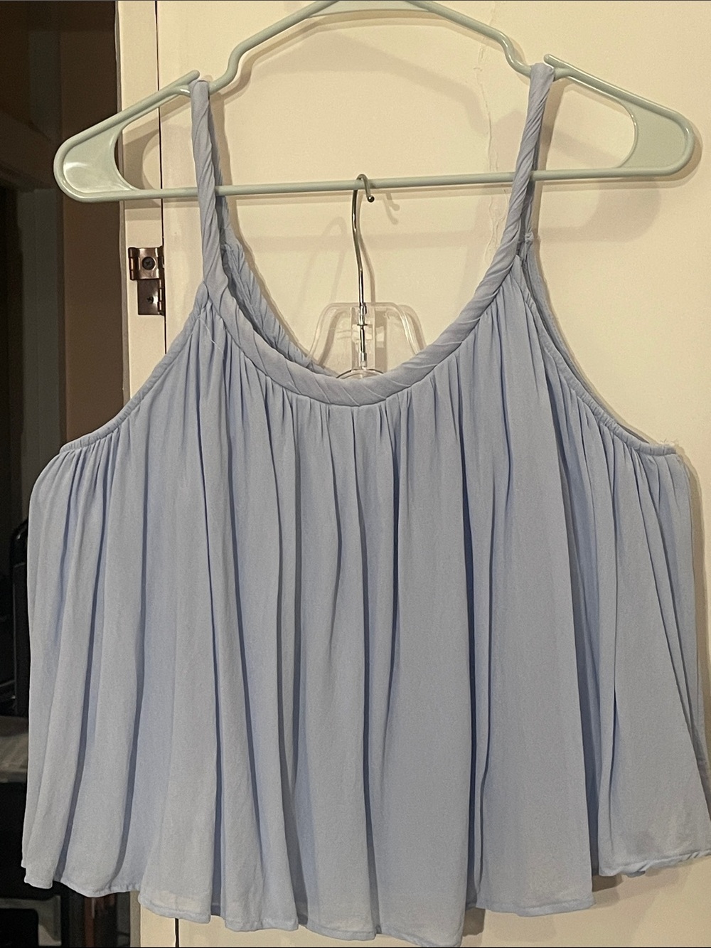 LOFT light blue flowy Swing tank top - PTP 19”